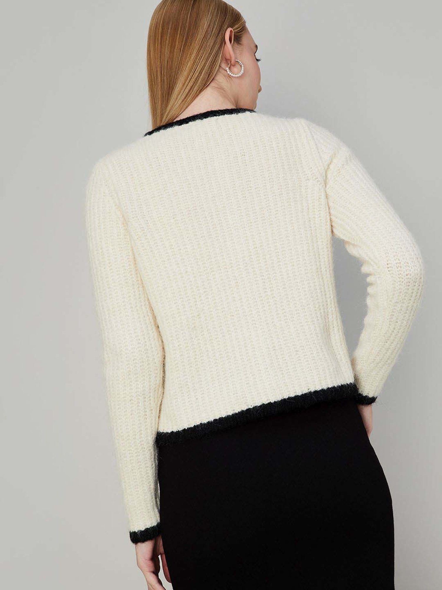 Code by Lifestyle Off-White Self Pattern Cardigan