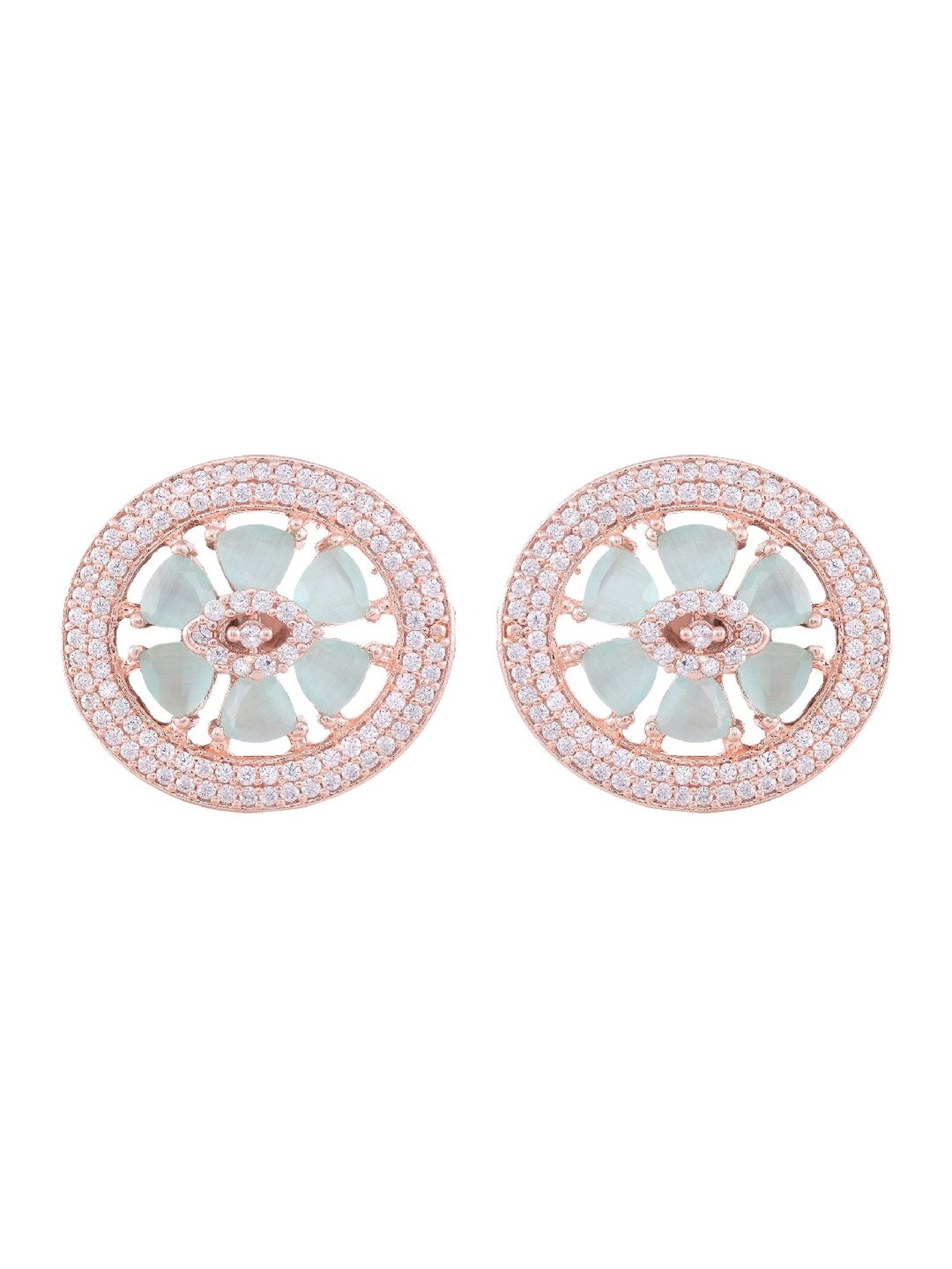 Saraf RS Jewellery Floral Design Blue Tops with AD Earrings