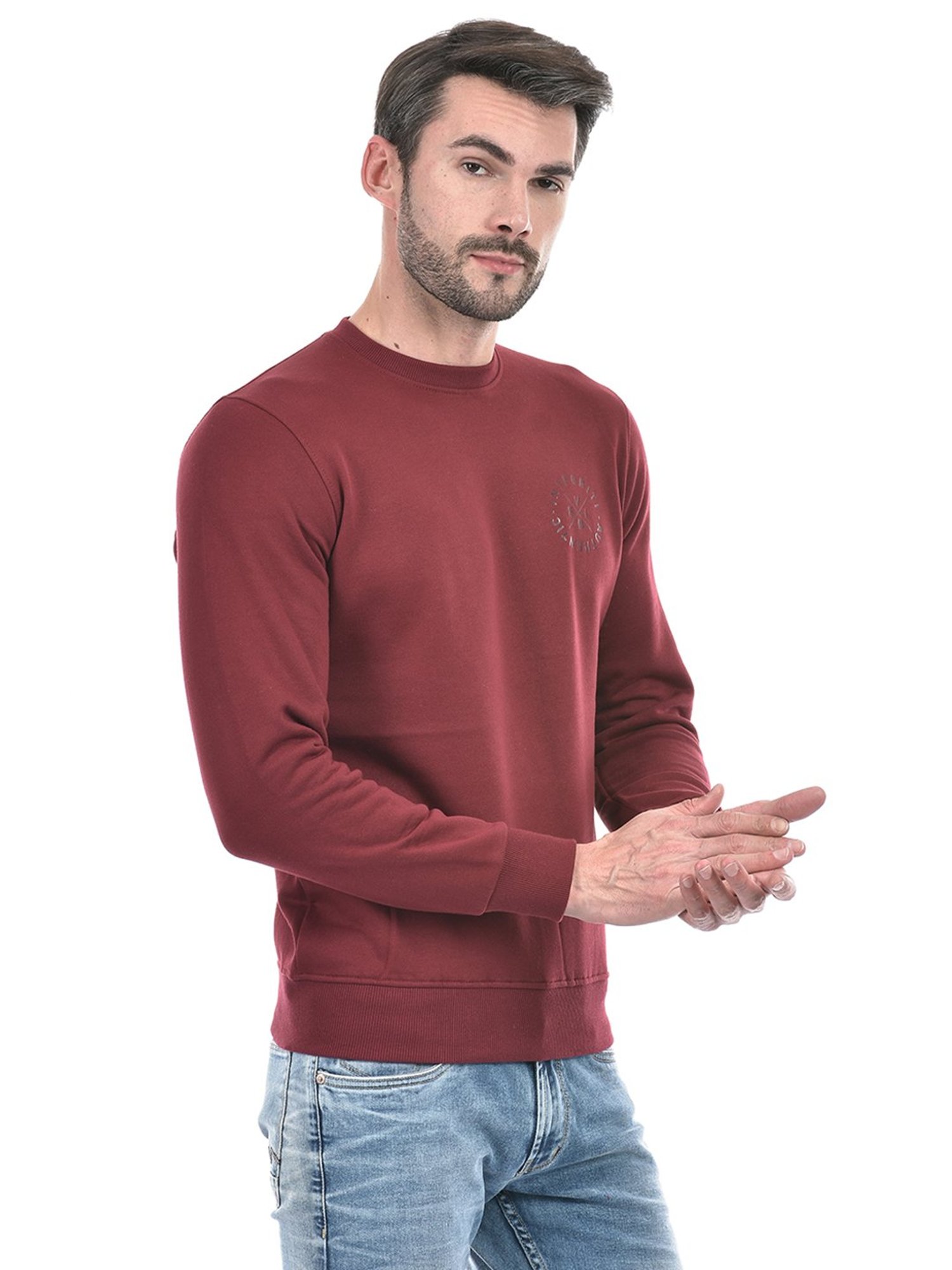 Integriti Maroon Regular Fit Printed Sweatshirt