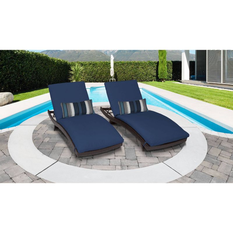 Bali 2pk Patio Chaise Lounges with Cushions - Navy - TK Classics