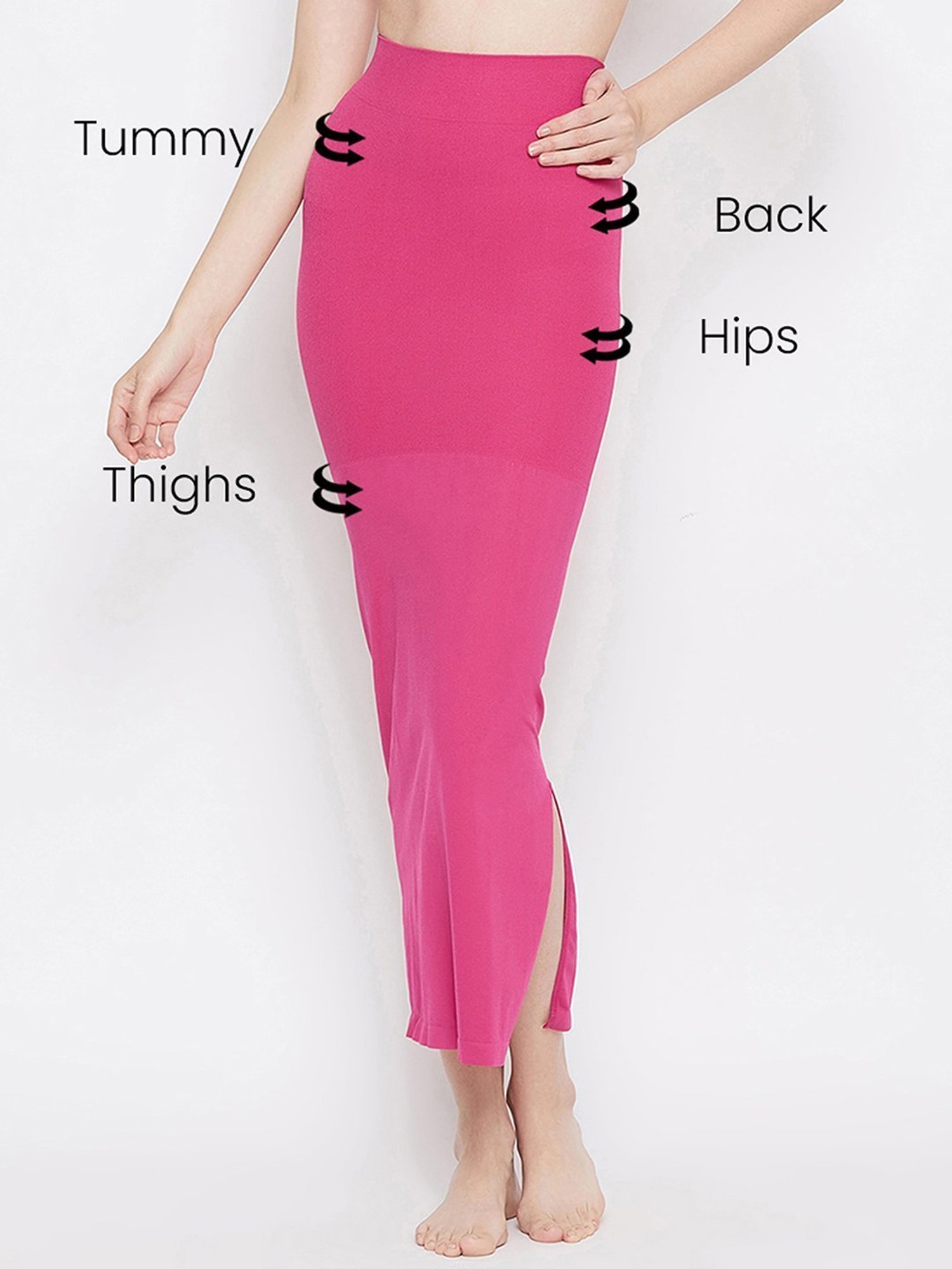 Clovia Pink Plain Saree Shapewear