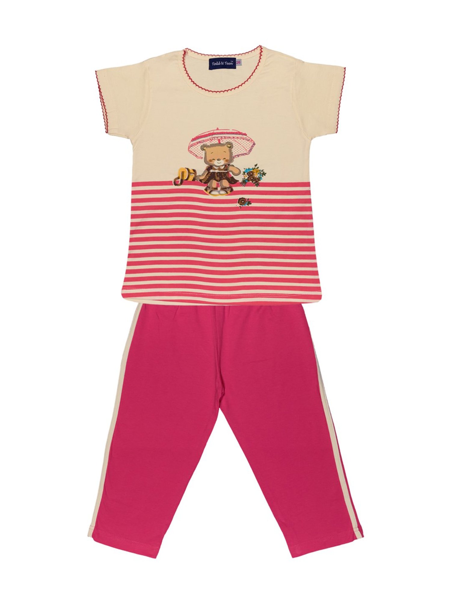 Todd N Teen Kids Yellow Cotton Graphic Print T-Shirt & Pants