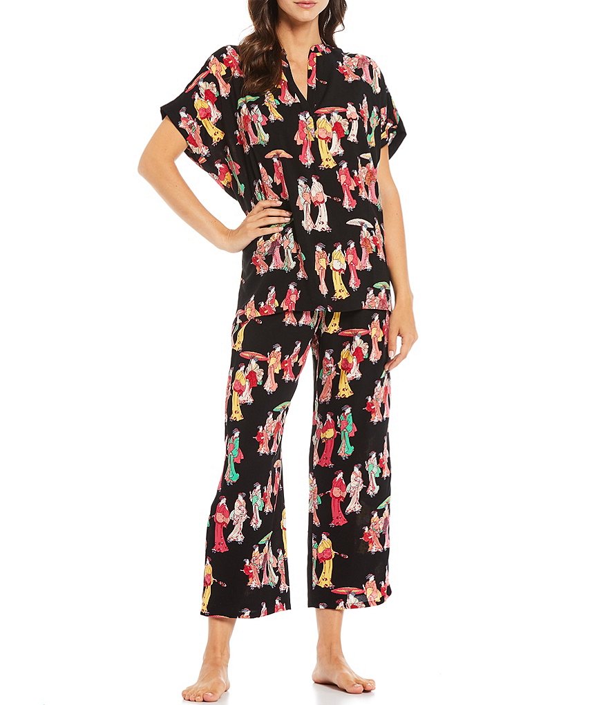Natori Geisha Printed Challis Coordinating Pajama Set