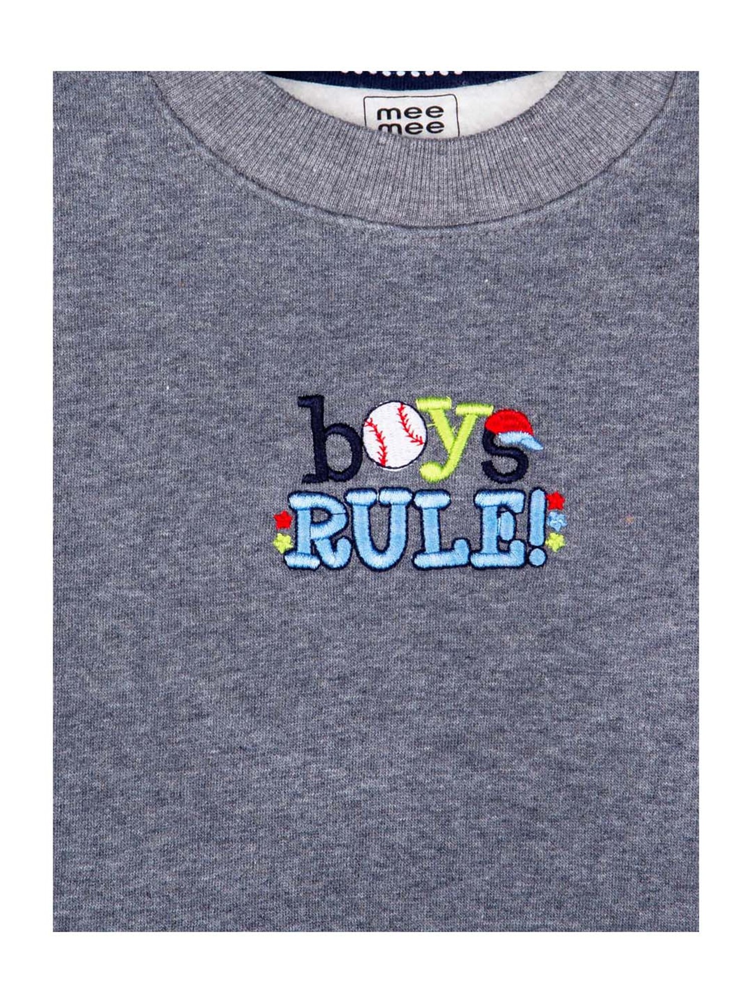 Mee Mee Kids Grey Embroidered T-Shirt