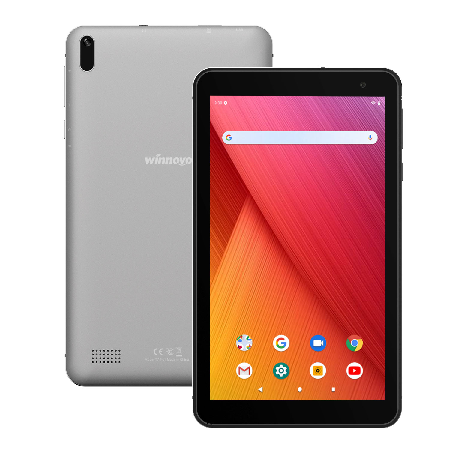 Android 9.0 Tablet 7 Inch WiFi PC Tablets - Winnovo T7 Pro MT8163 2GB RAM 32GB ROM IPS 2.0MP+2.0MP Camera Bluetooth GPS FM (Grey)