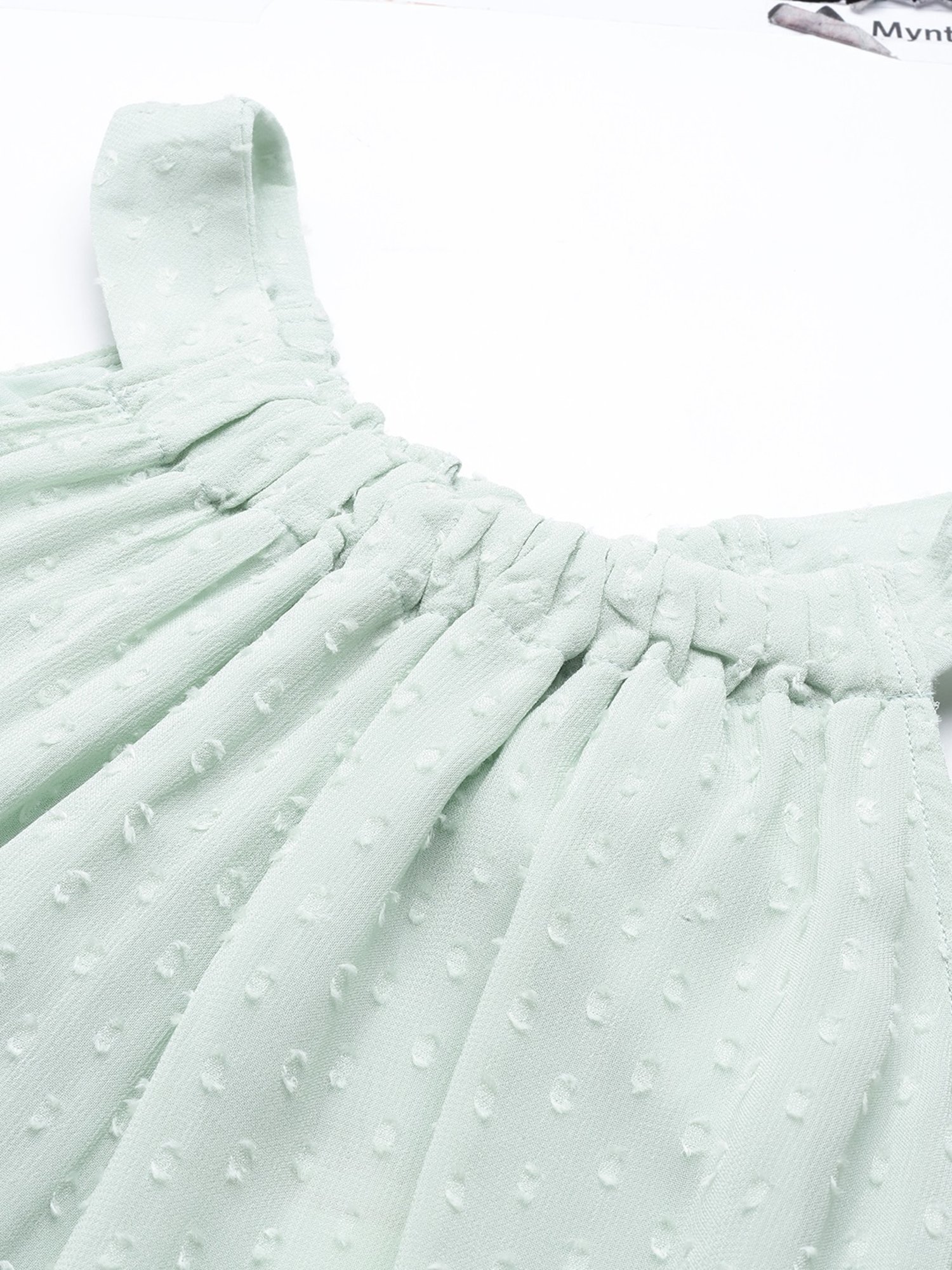 Label Ritu Kumar Mint Georgette Solid Halter Top