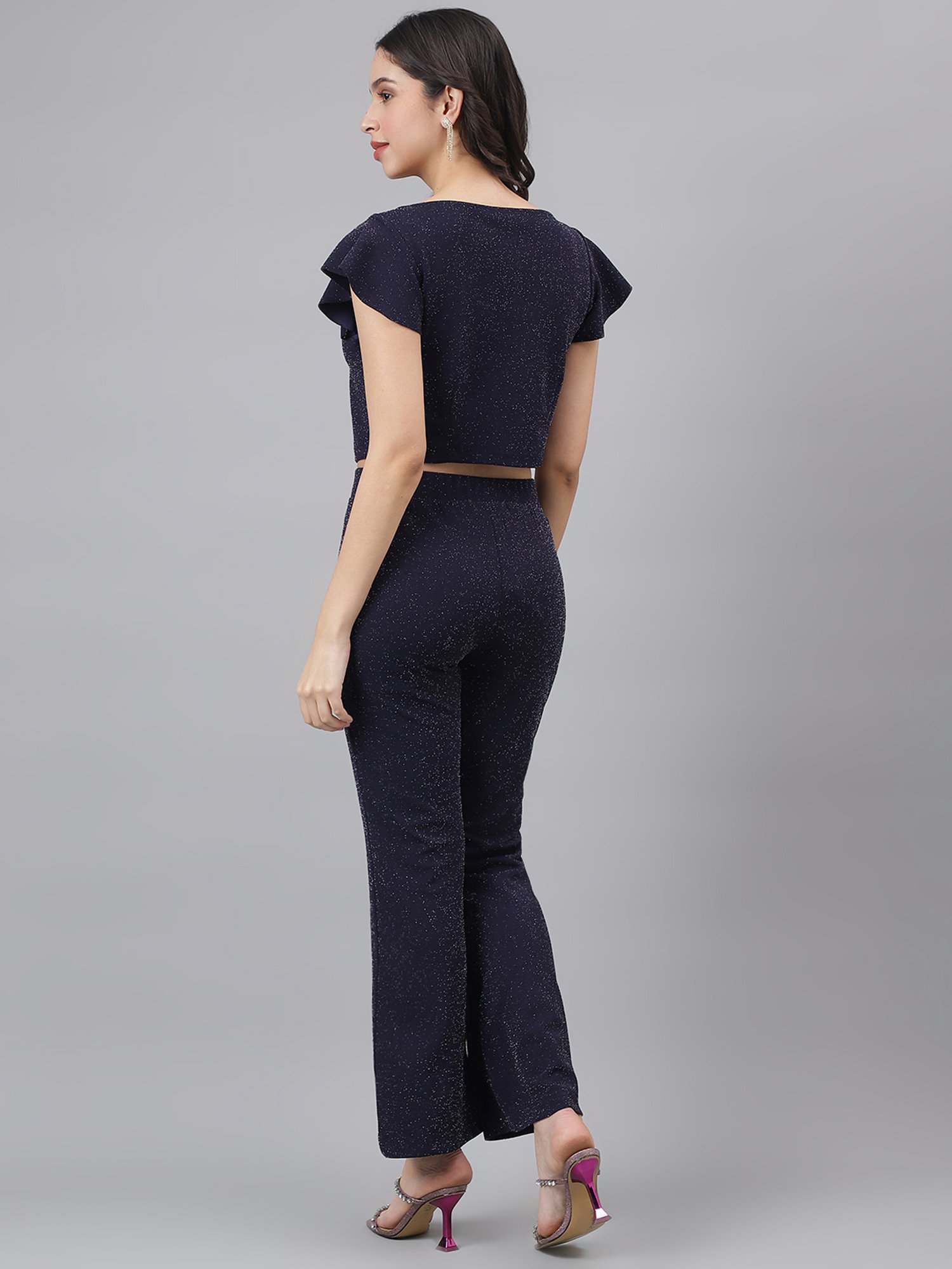 Latin Quarters Navy Crop Top With Pants