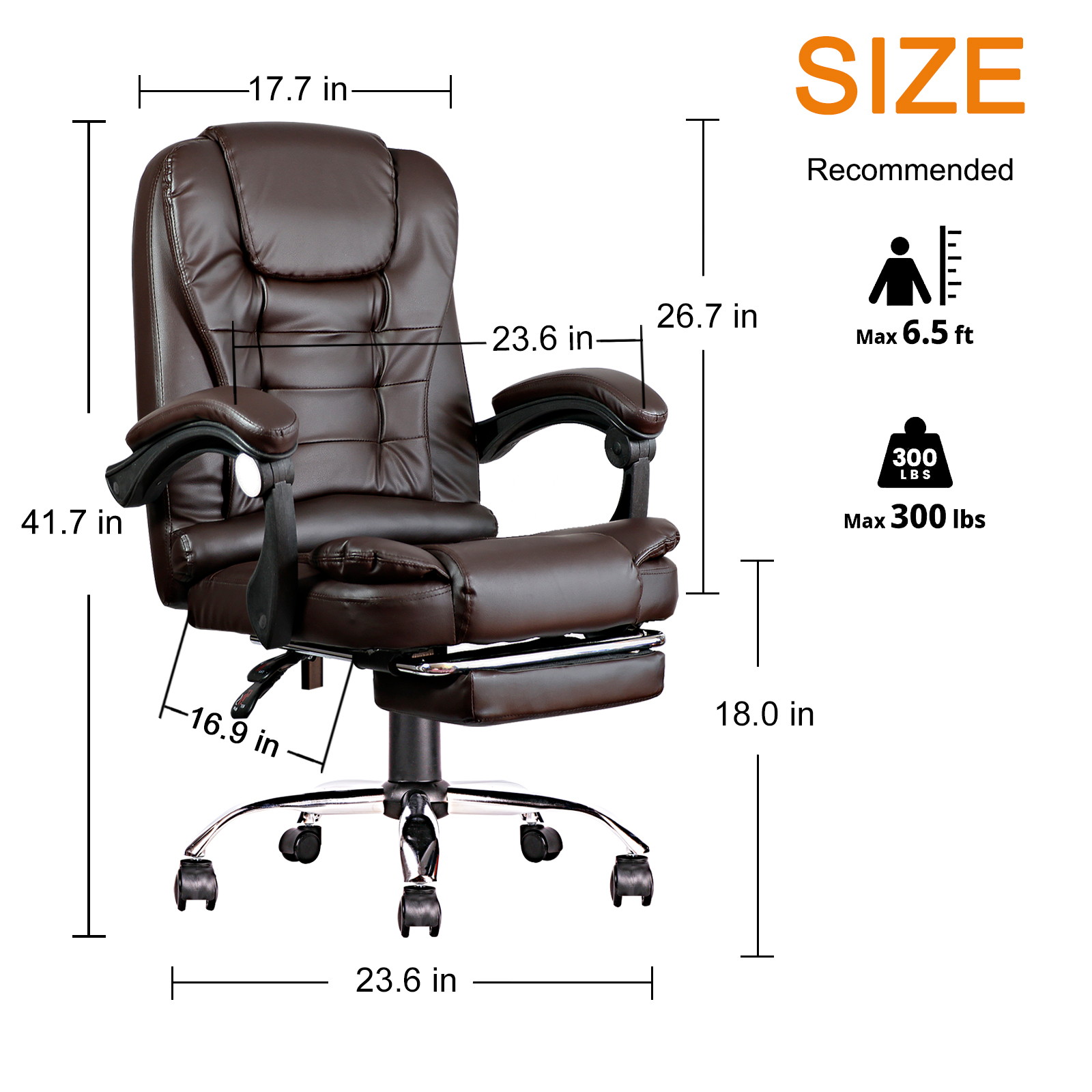 Ergonomic Executive Office Swivel Chair, Gaming Chair, Computer Chair, high Back, Adjustable Height and Angle