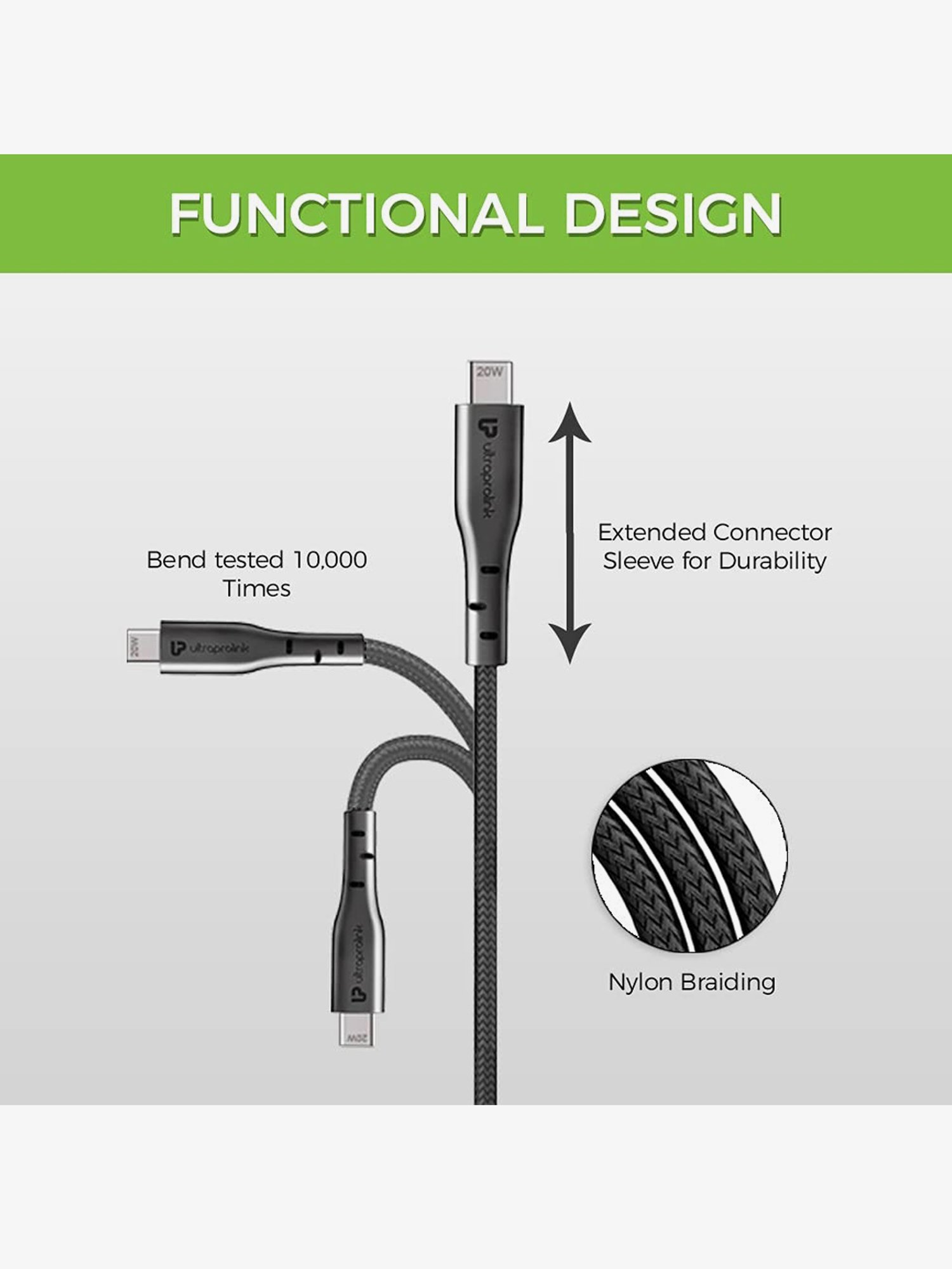 Moerdon SCB138 Fast Charging Data transfer Cable with LED indicator (Black)