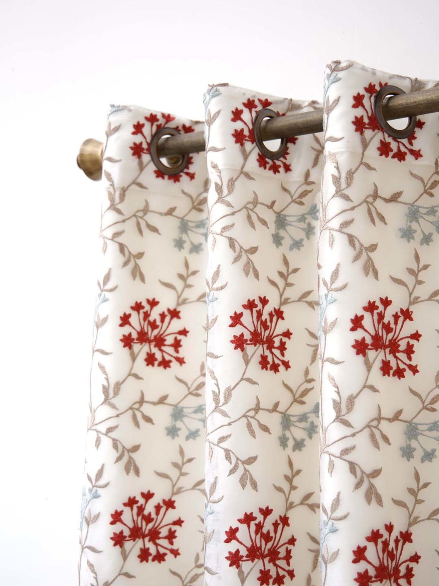 Ariana Beige & Red Polyester 9 Ft Long Door Curtain - Single Piece