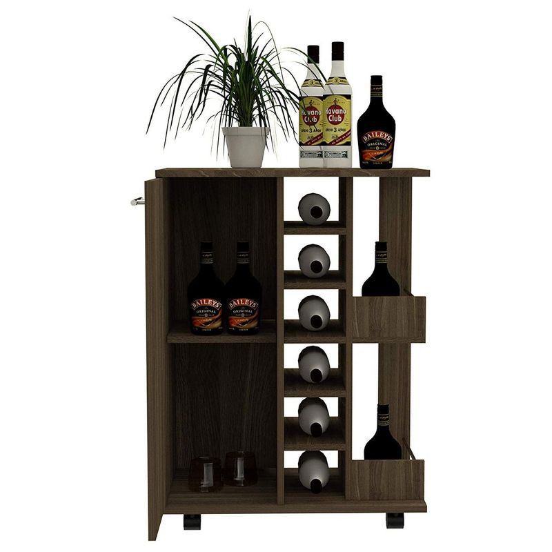Flash Furniture Castleberry Rustic Wood Grain and Iron Kitchen Serving and Bar Cart