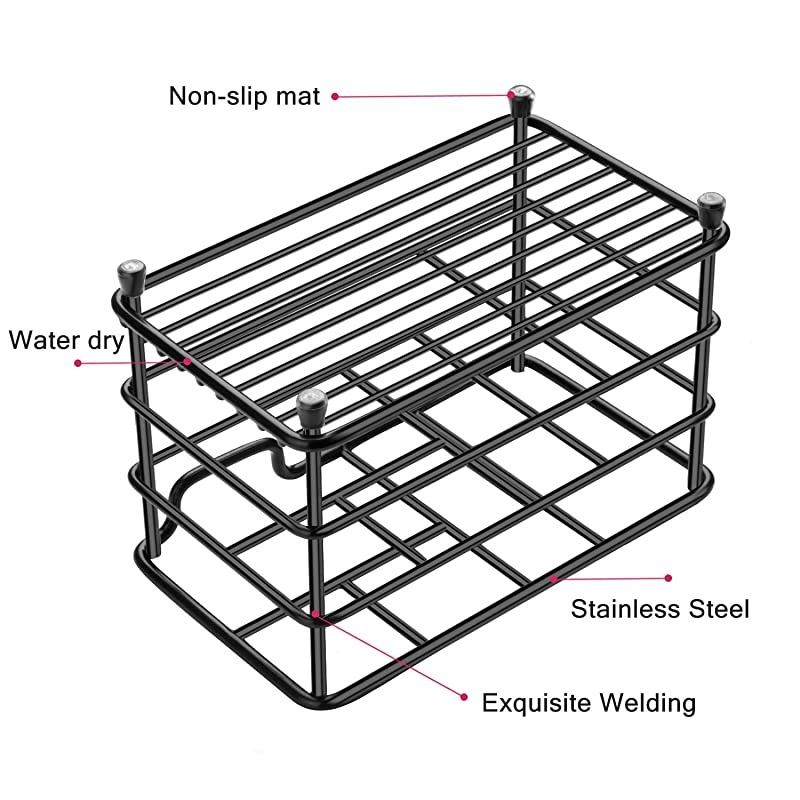 Electric Toothbrush Holder Large Stainless Steel Toothpaste Holder Bathroom Accessories Organizer Black