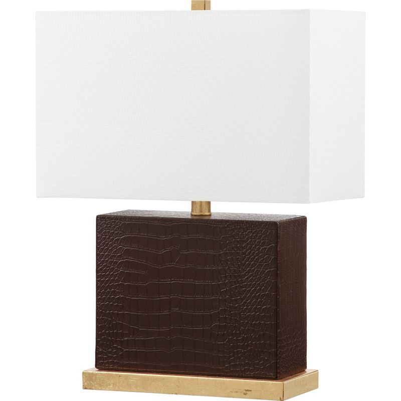 20.5" Delia Faux Crocodile Table Lamp Brown (Includes CFL Light Bulb) - Safavieh