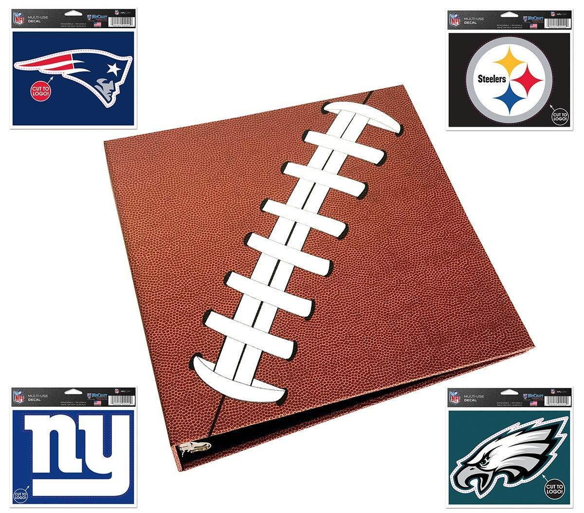 Pigskinz - 3 Ring Football Binder - Embossed Paper Looks and Feels Like a Real Football - Football Card Binder