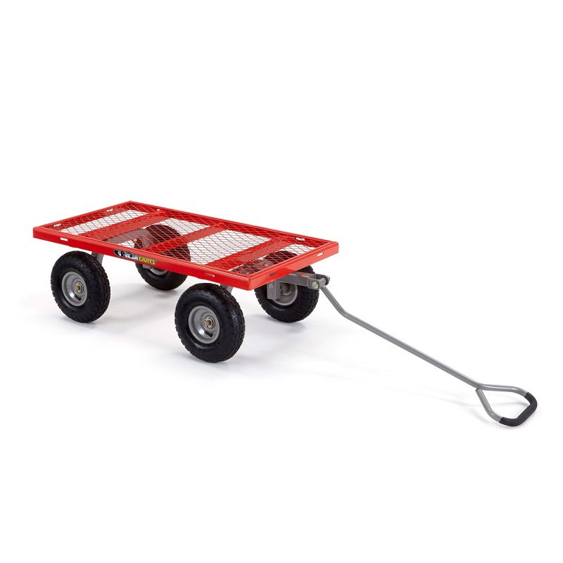 Gorilla Cart 800 Pound Capacity Heavy Duty Durable Steel Mesh Convertible Flatbed Garden Outdoor Hauling Utility Wagon Cart, Red