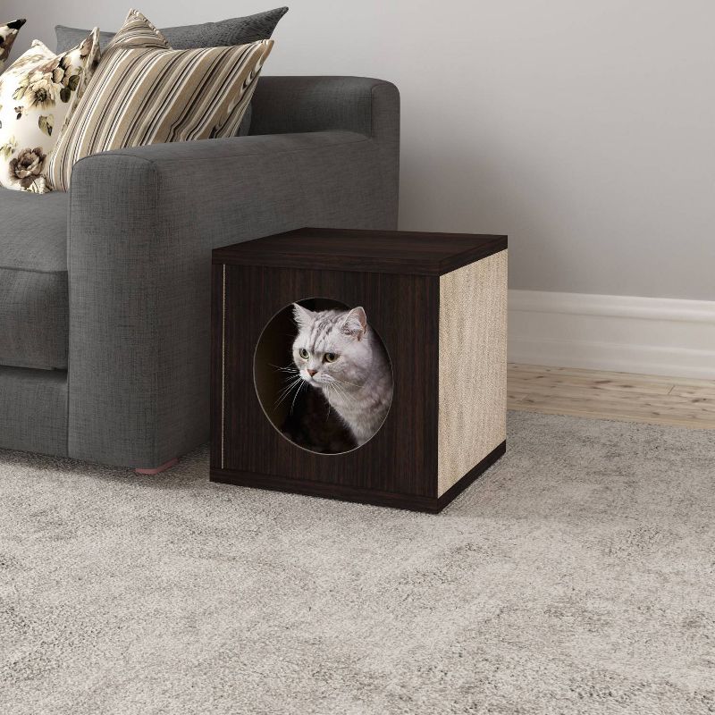 Way Basics Eco Cube Cat Scratcher - S/M - Espresso Brown