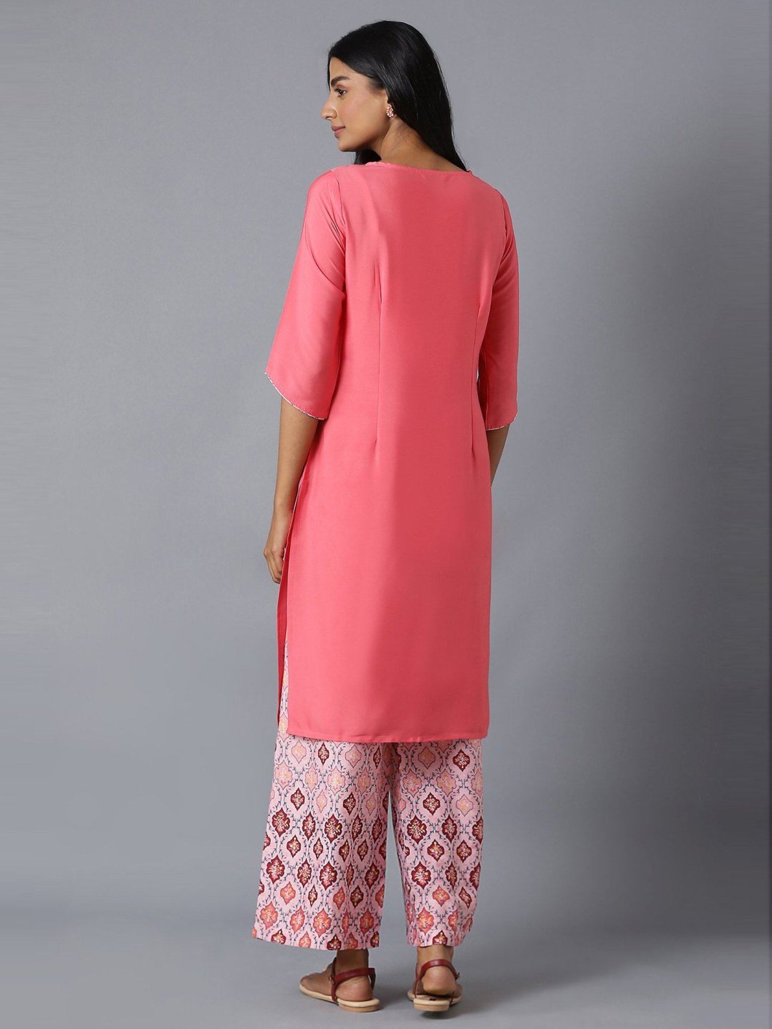 Aure by Aurelia Pink Embroidered Kurta Palazzo Set