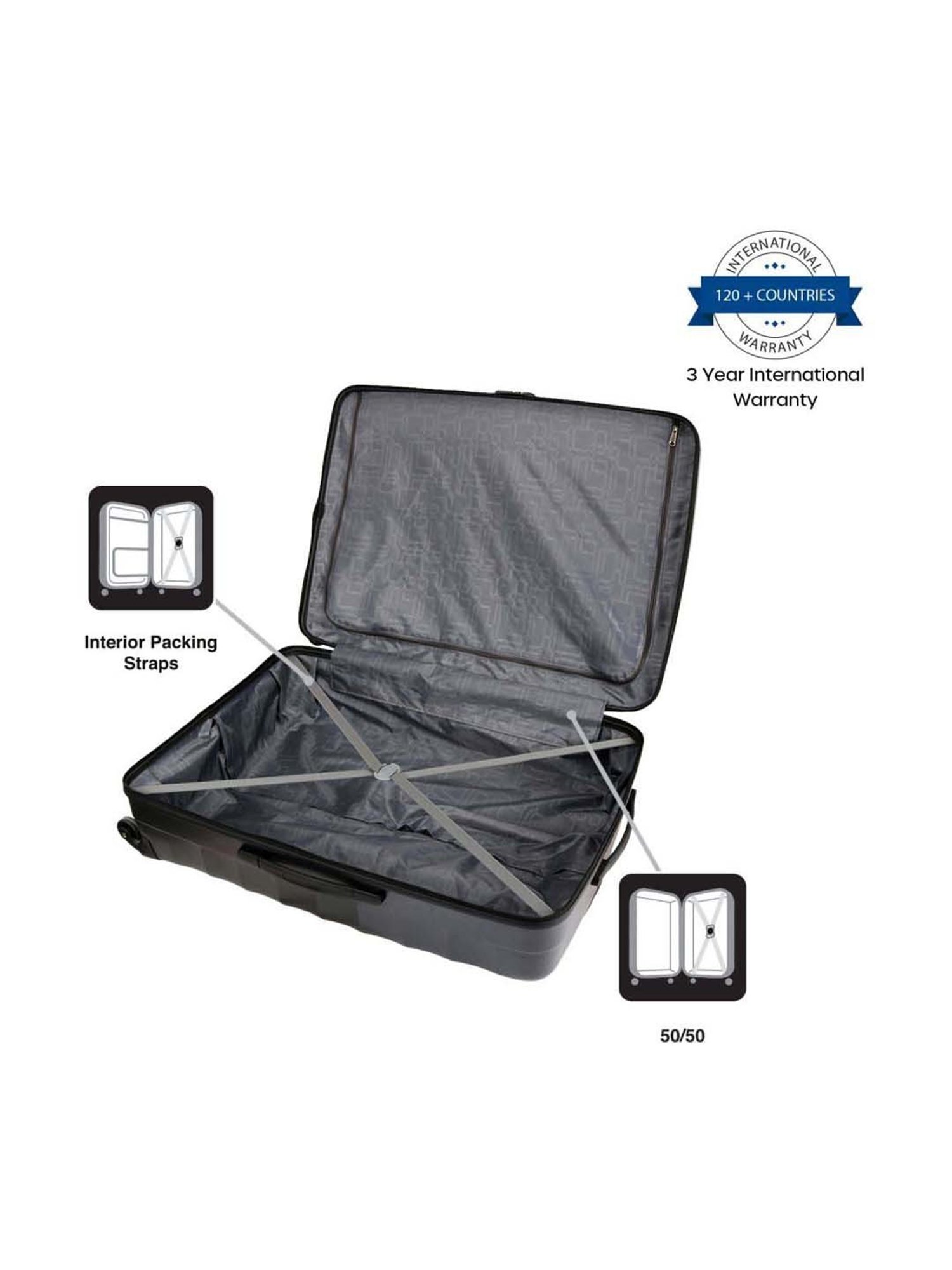 American Tourister Barcelona Gunmetal Textured Hard Medium Trolley Bag - 48 cm