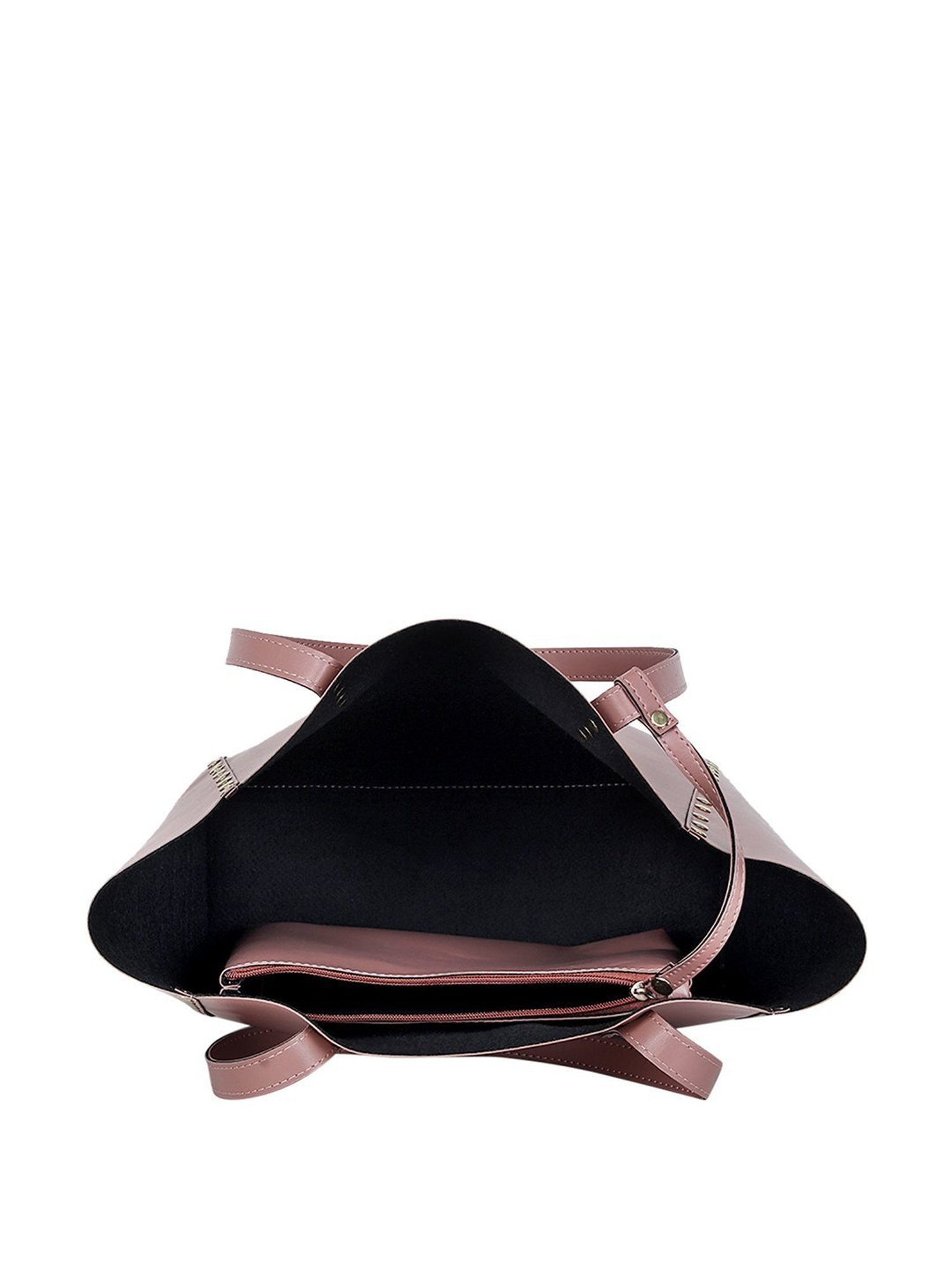 Yelloe Peach Embellished Large Tote Handbag with Pouch