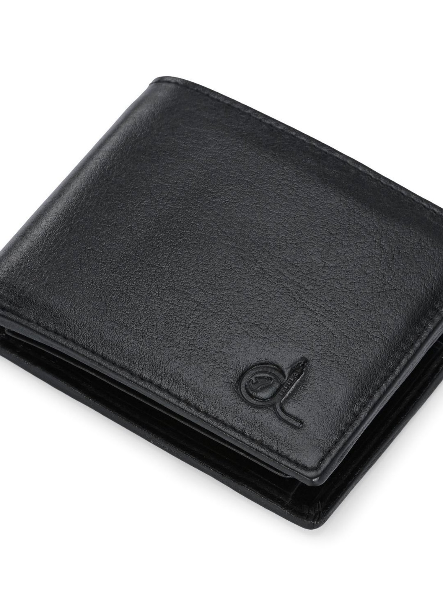 Clog London Black Leather Small Bi-Fold Wallet for Men