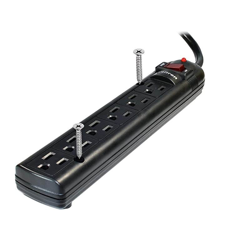Wall Mount 6 Outlet Surge Protector Power Strip 25 ft Black WSP600PLF25BK