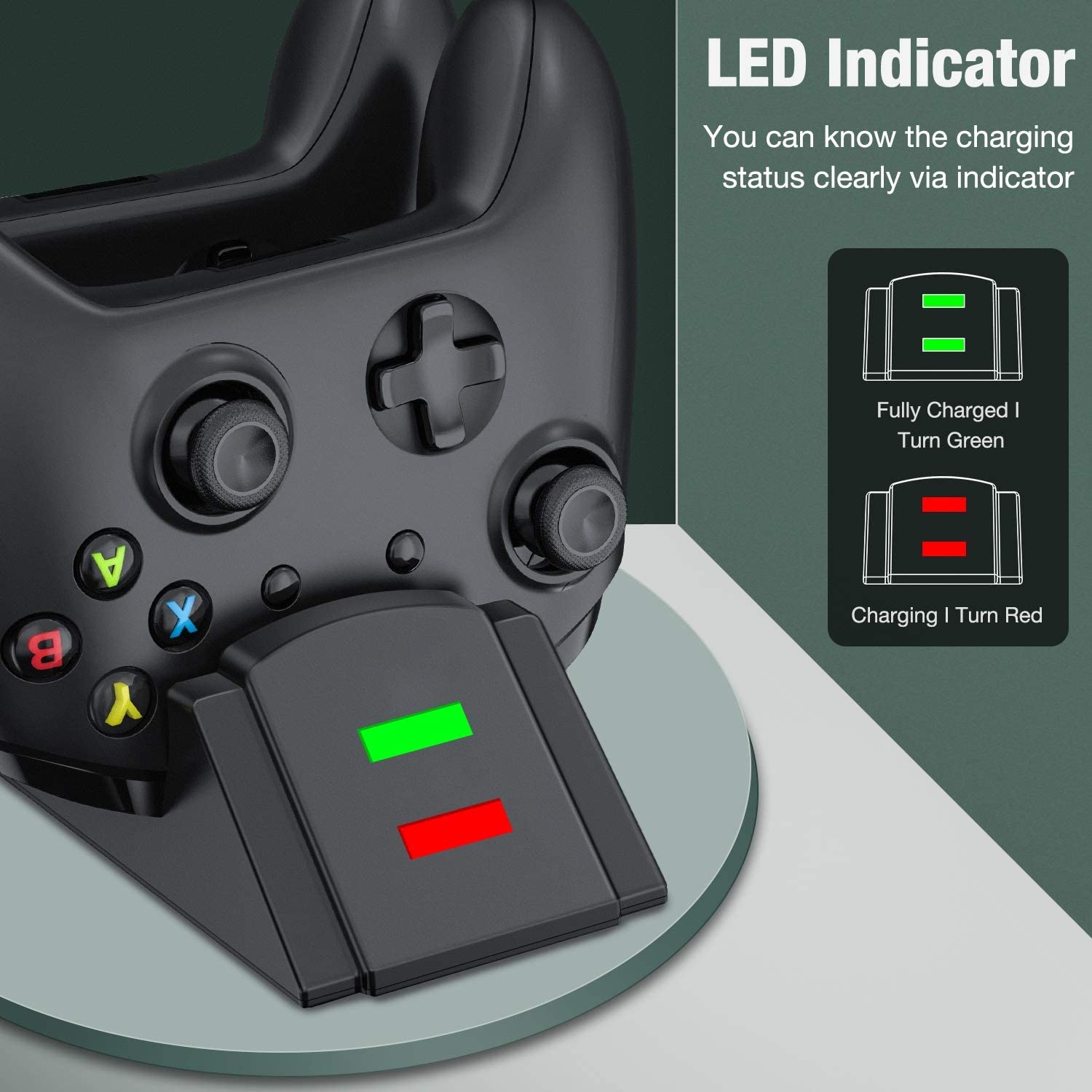 Xbox one Controller Charger Battery Packs, Controller Charging Station Compatible with Xbox One/One S/One X/One Elite, Charger for Xbox One Controller Battery Pack with 2 x 1200mAh Battery Packs