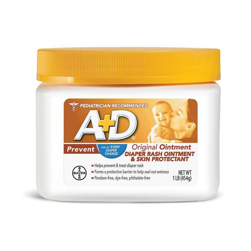 A+D Original Diaper Rash Ointment, Baby Skin Moisturizer and Protectant with Vitamins A and D - 16oz