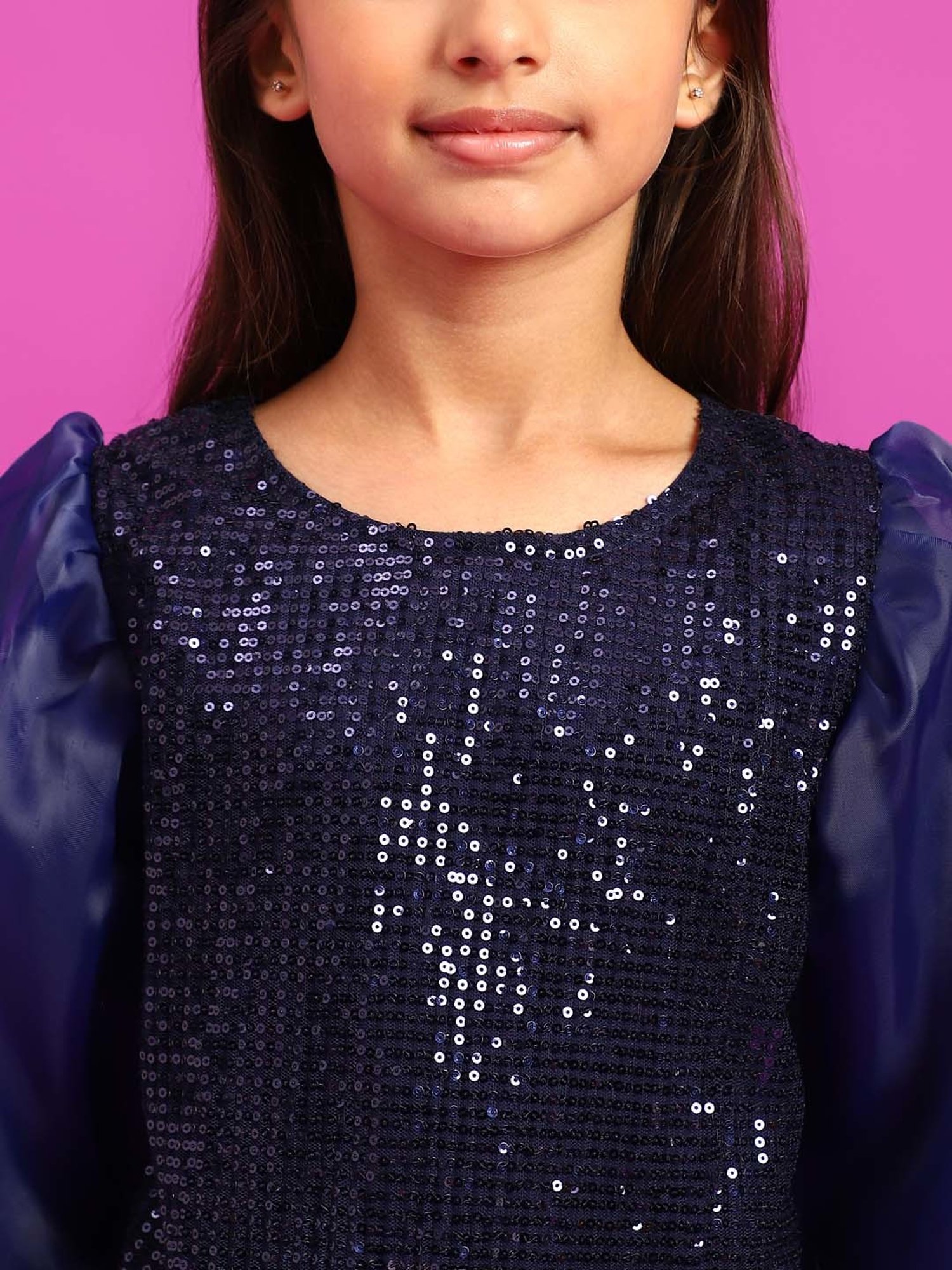 Tales & Stories Kids Navy Embellished Dress