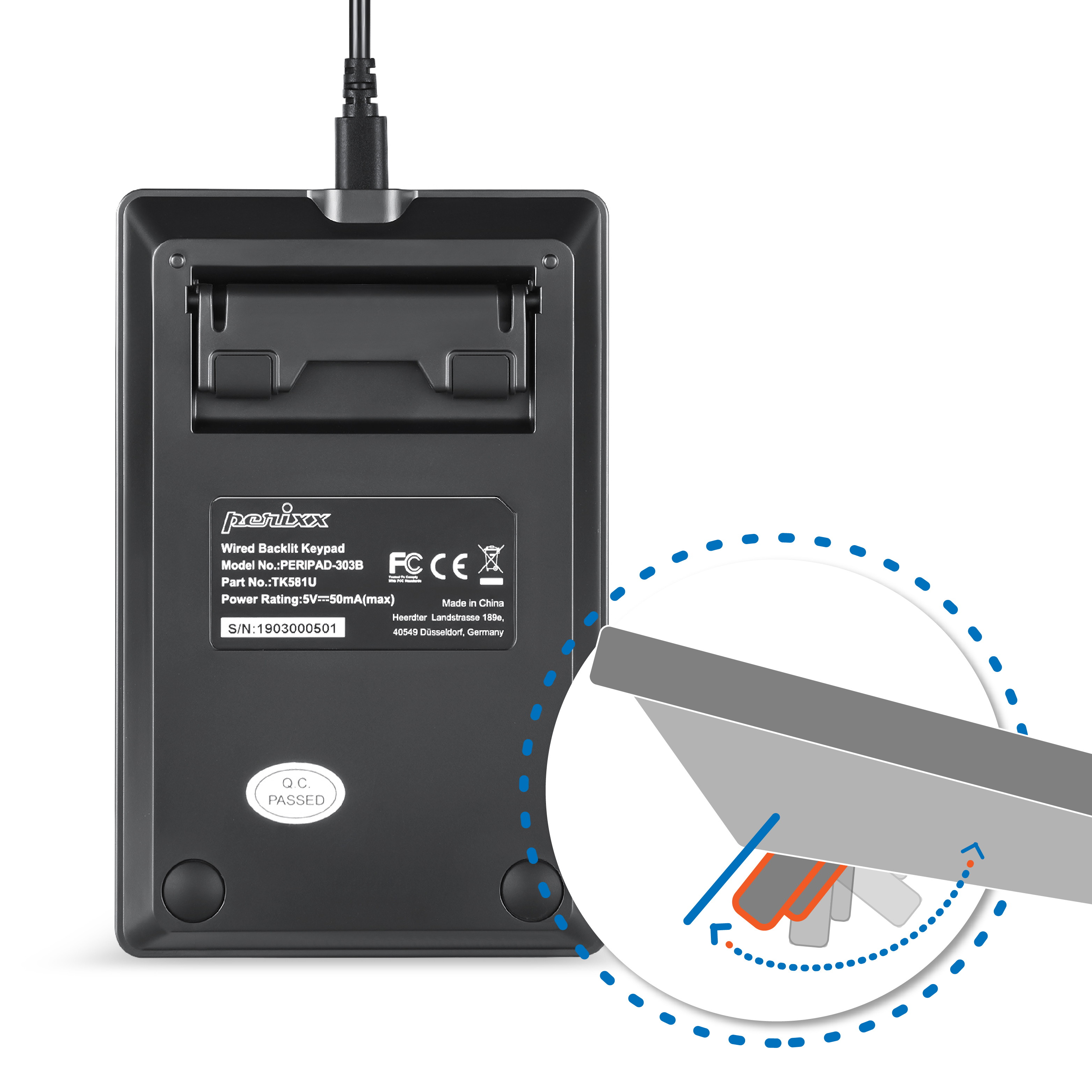 Perixx PERIPAD-303 Wired USB Backlit Mechanical Numeric Keypad, Kailh Brown Switch Illuminated Number Keypad with Office Shortcut Keys, Full Size 22 Keys