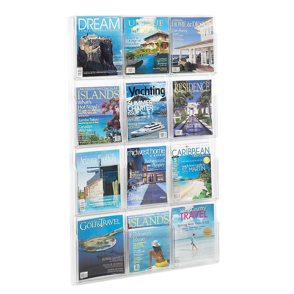 Safco Reveal Clear Literature Displays 12 Compartments 30w x 2d x 49h Clear