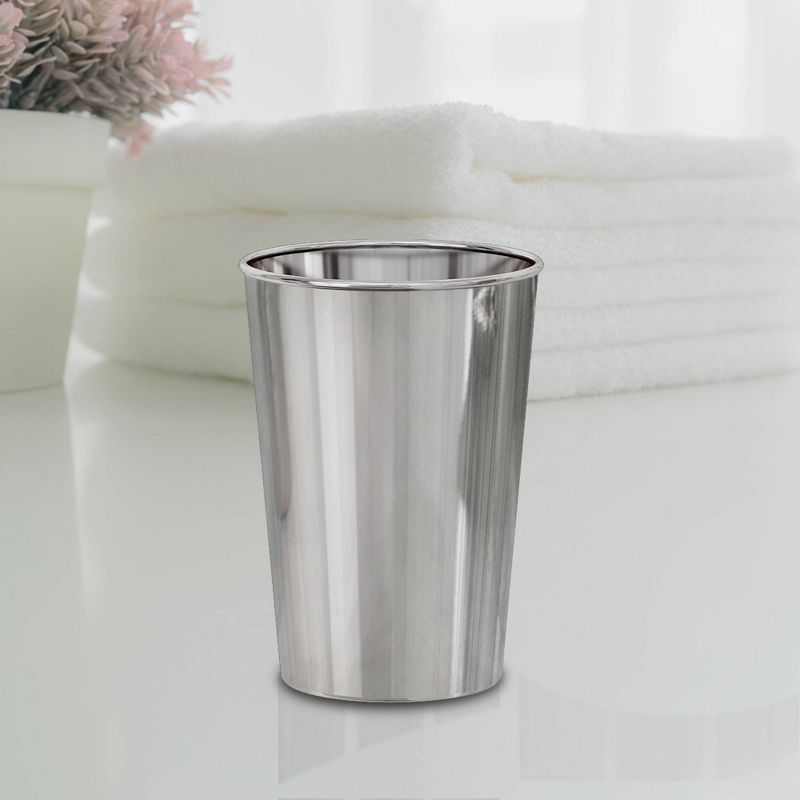 8pc Gloss Bath Accessory Set for Vanity Counter Tops Silver - Nu Steel