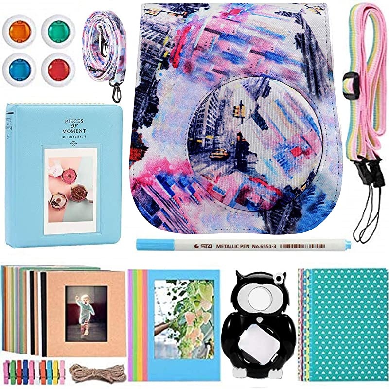 Instant Camera Accessories Bundle Compatible for Fujifilm Mini 9/ Mini 8+/ Mini 8 Instant Film Camera. Includes Camera Case, Album, Frame, Stickers, Strap,etc - Alpaca