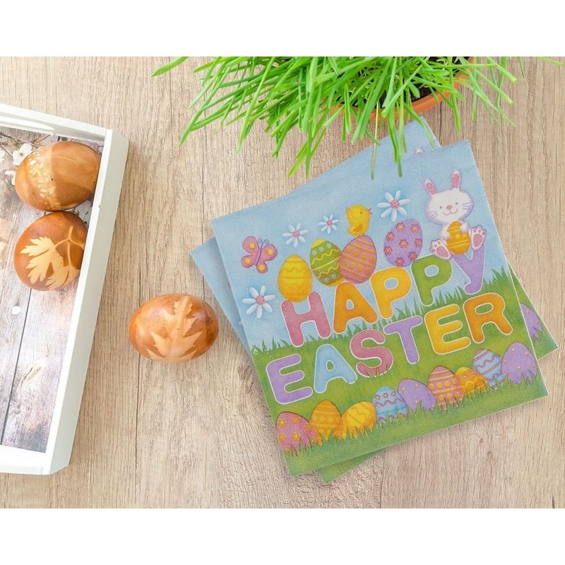 Blue Panda 150-Pack Happy Easter Disposable Paper Napkins Easter Party Supplies 6.5 x 6.5 In