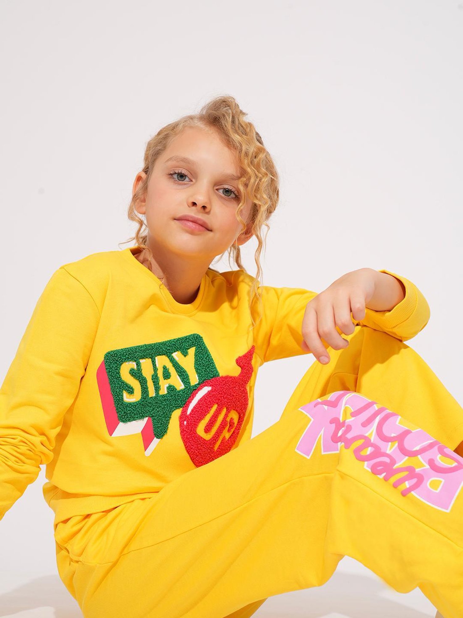 VERO MODA GIRL Kids Daffodil Cotton Graphic Sweatshirt