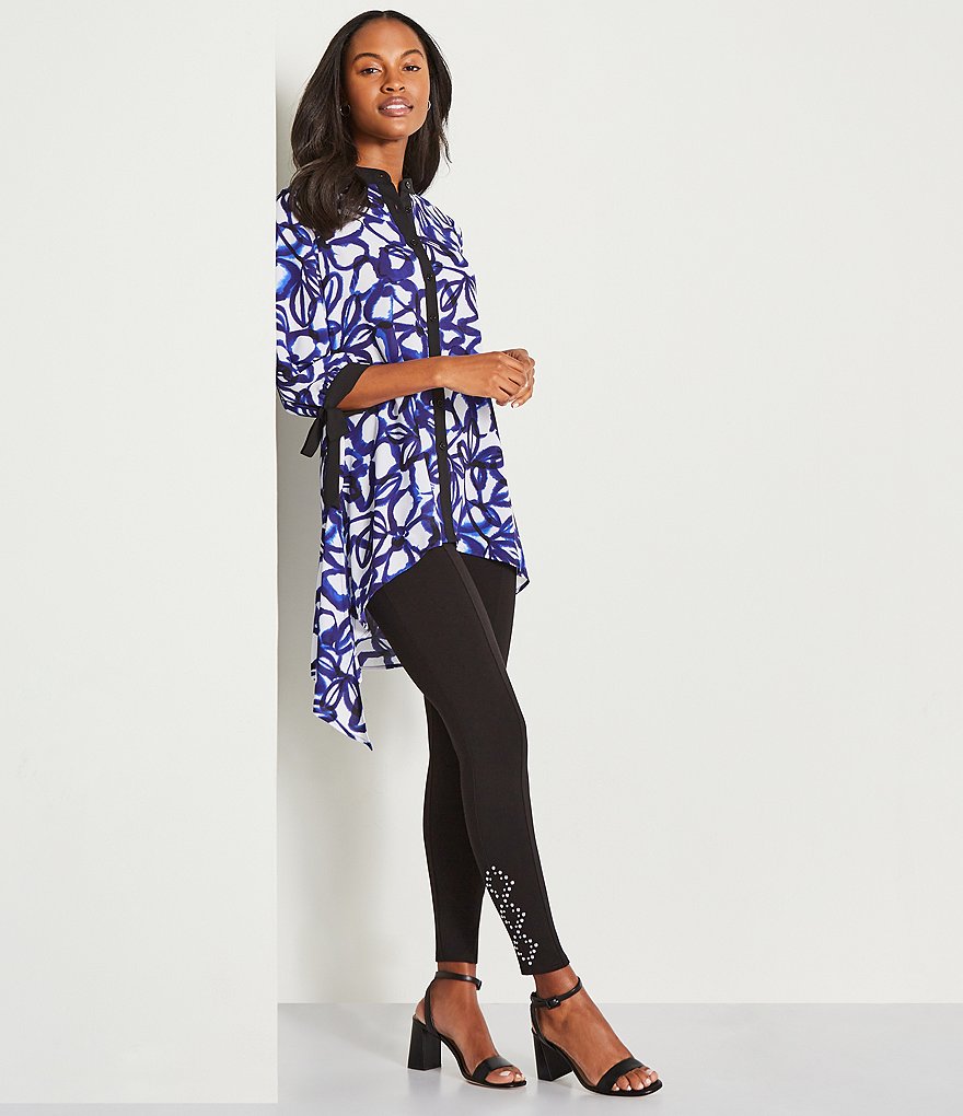 Slim Factor by Investments Ponte Knit Embellished Hem Leggings