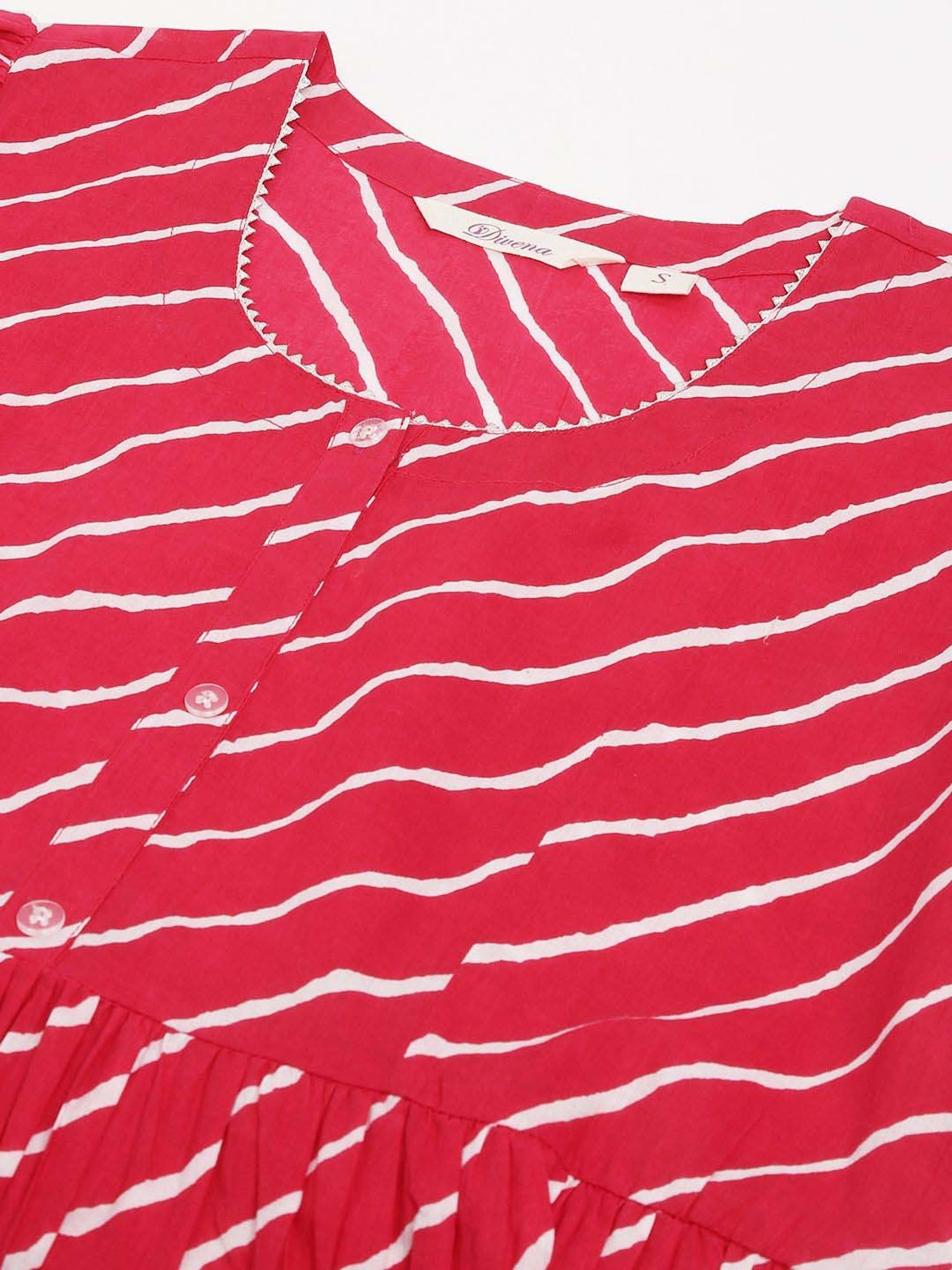 Divena Pink Cotton Striped Top