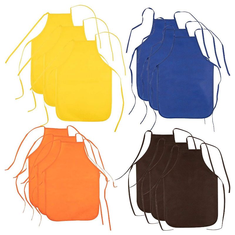 Blue Panda 36 Pack Kids Aprons for Painting, Baking, Cooking, 12 Colors (12.8 x 18.7 In)