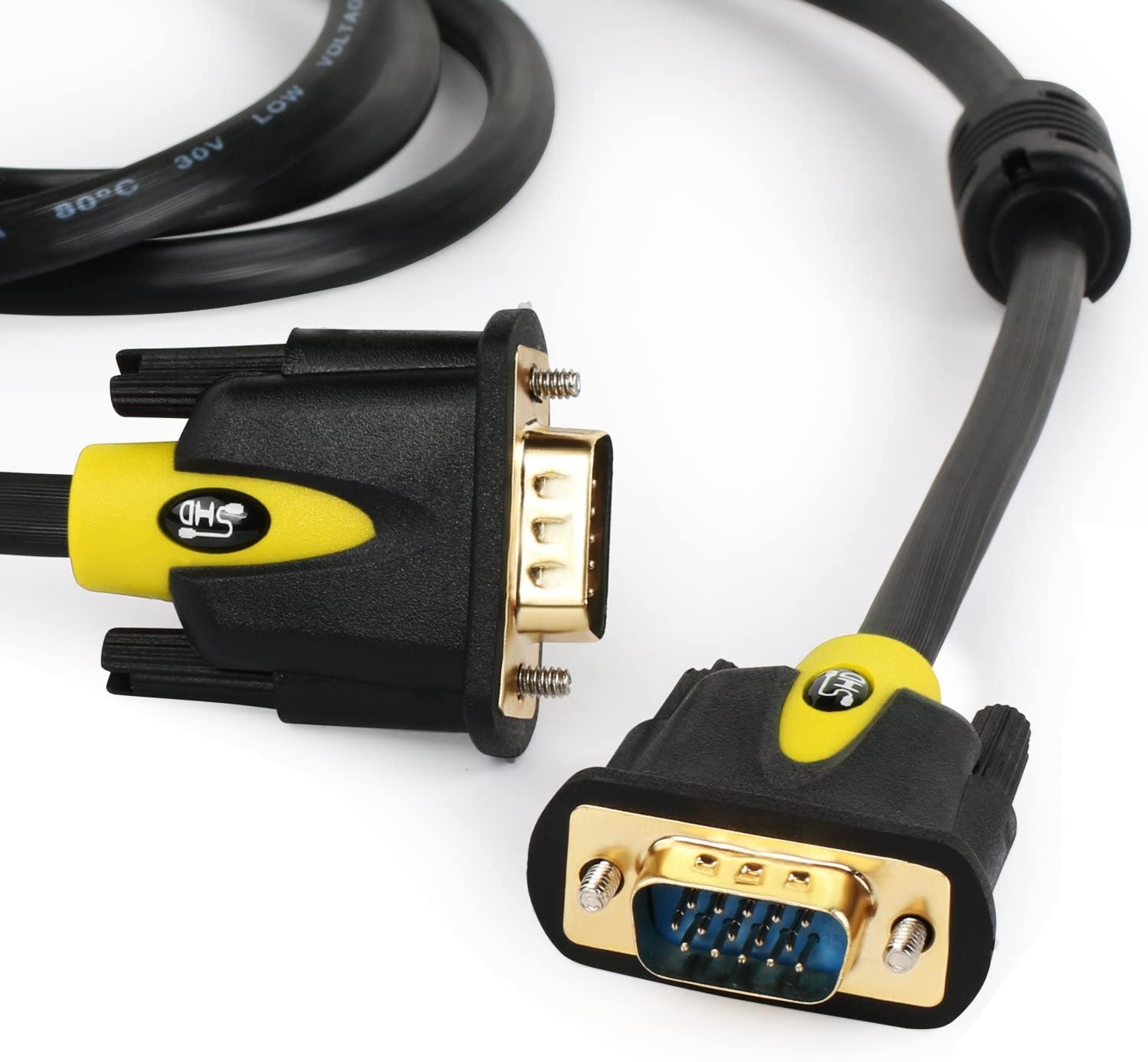 VGA Cable 3FeetSHD VGA to VGA Monitor Cable HD15 SVGA for PC Laptop TV Projector Black and Yellow Color