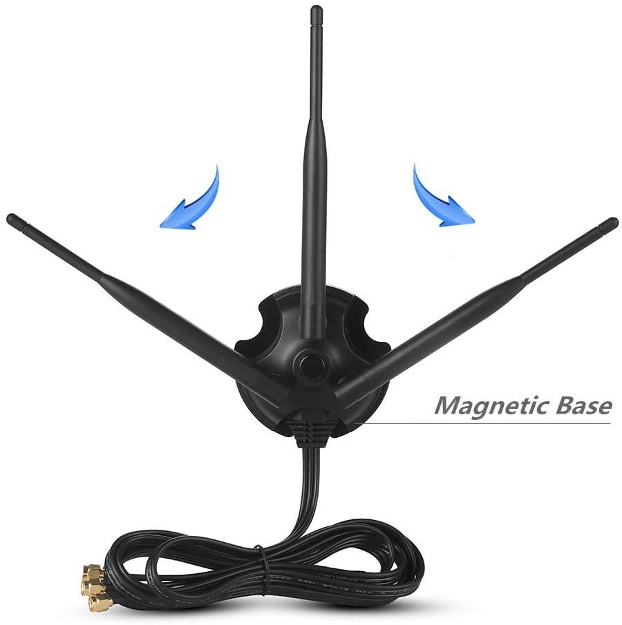 WiFi Gain Antenna SMA Male Interface with Magnetic Base 2.4GHz/5GHz Dual Band 3 Group 6DB LTE Antenna for WiFi Wireless Router Mobile Hotspot Signal Enhancement Amplifier
