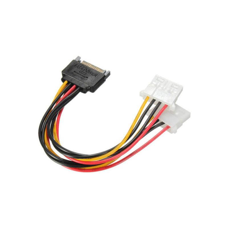axGear SATA Power Male to Molex 4 Pin Female Splitter Cable 15 Pin to 2 x 4 Pin M-F Wire