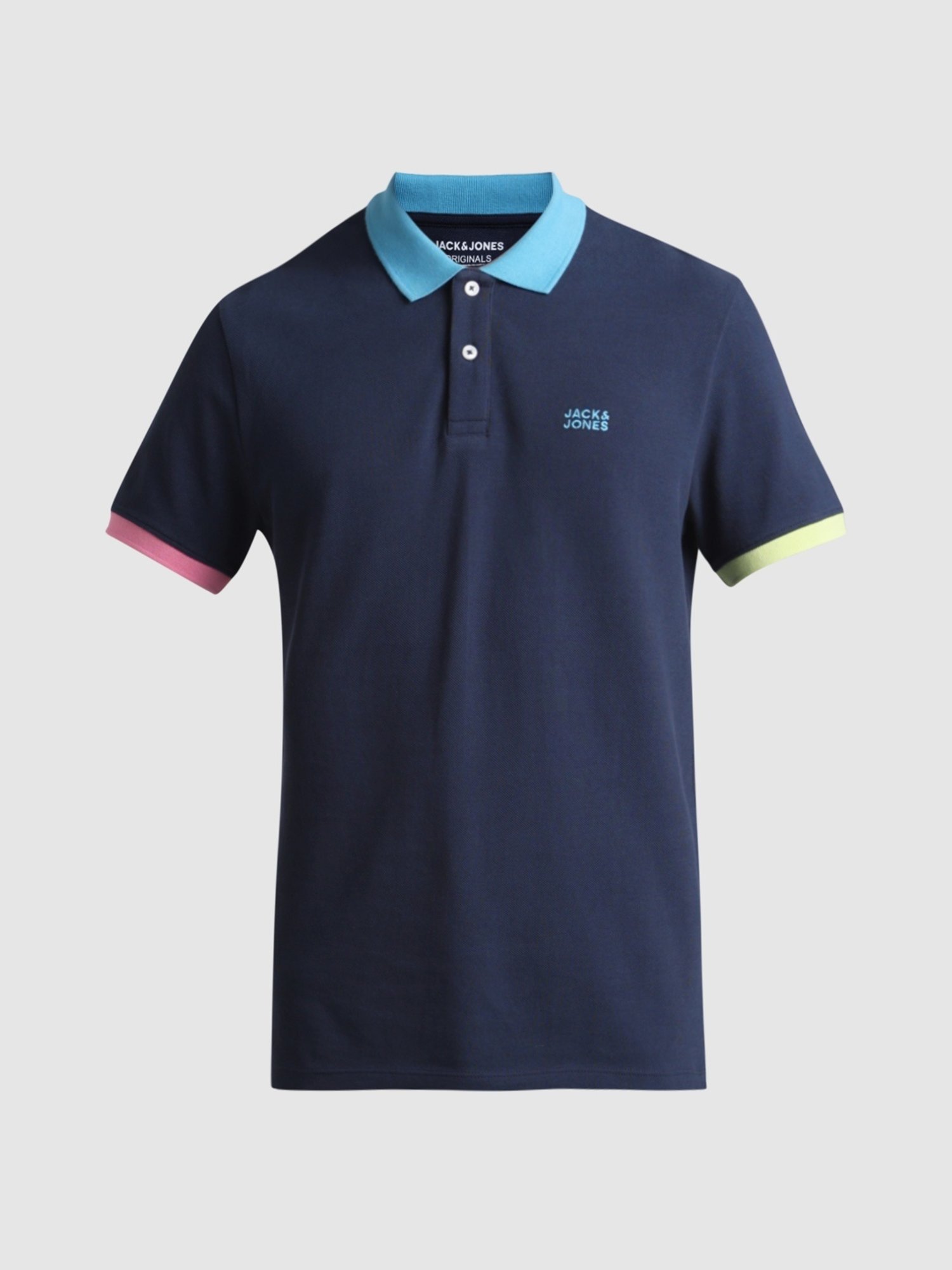 Jack & Jones Blue Indigo Cotton Regular Fit Polo T-Shirt