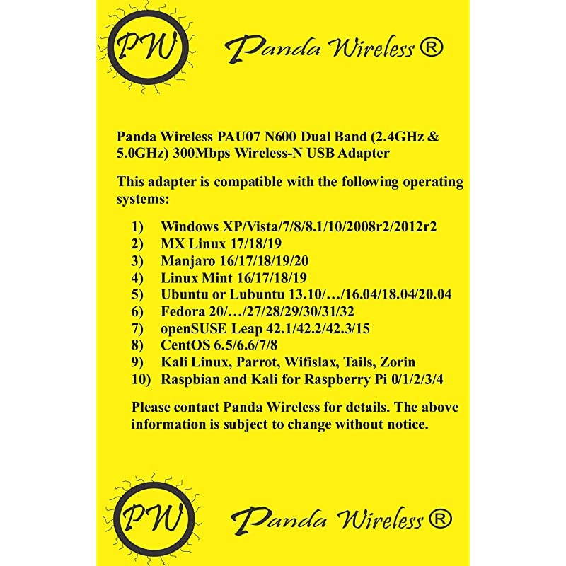 N600 Dual Band 24GHz 50GHz 300Mbps Wireless N USB Adapter wWPS Button Windows XPVista7881102008r22012r2 Mint Ubuntu openSUSE Fedora Centos Zorin Kali Linux