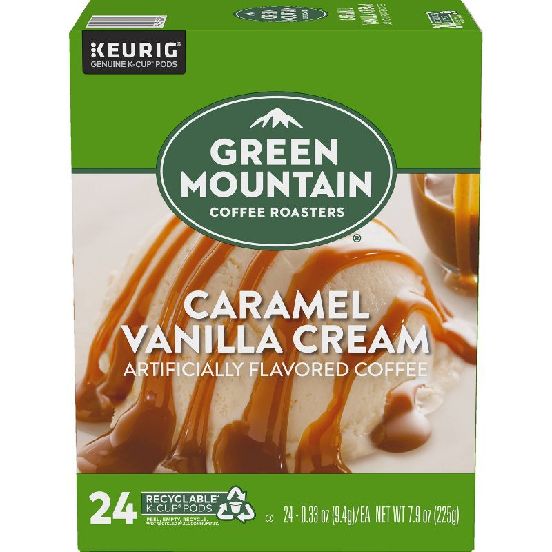 24ct Green Mountain Coffee Caramel Vanilla Cream Keurig K-Cup Coffee Pods Flavored Coffee Light Roast