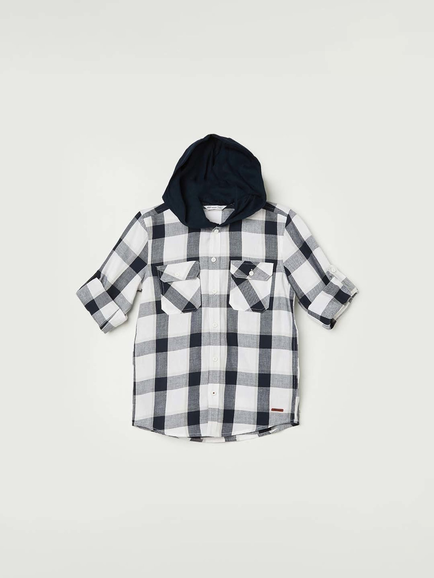 Fame Forever by Lifestyle Kids White & Black Cotton Chequered Full Sleeves Shirt