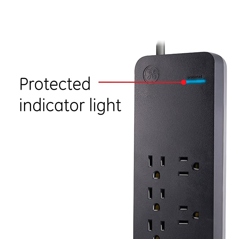 Black, Strip Sur Protector Charr, 7 Outlets, 2 USB Ports, Fast Char, Flat Plug, Long Power Cord, 3 Feet, Wall Mount, Warranty, 37054, 3 Ft