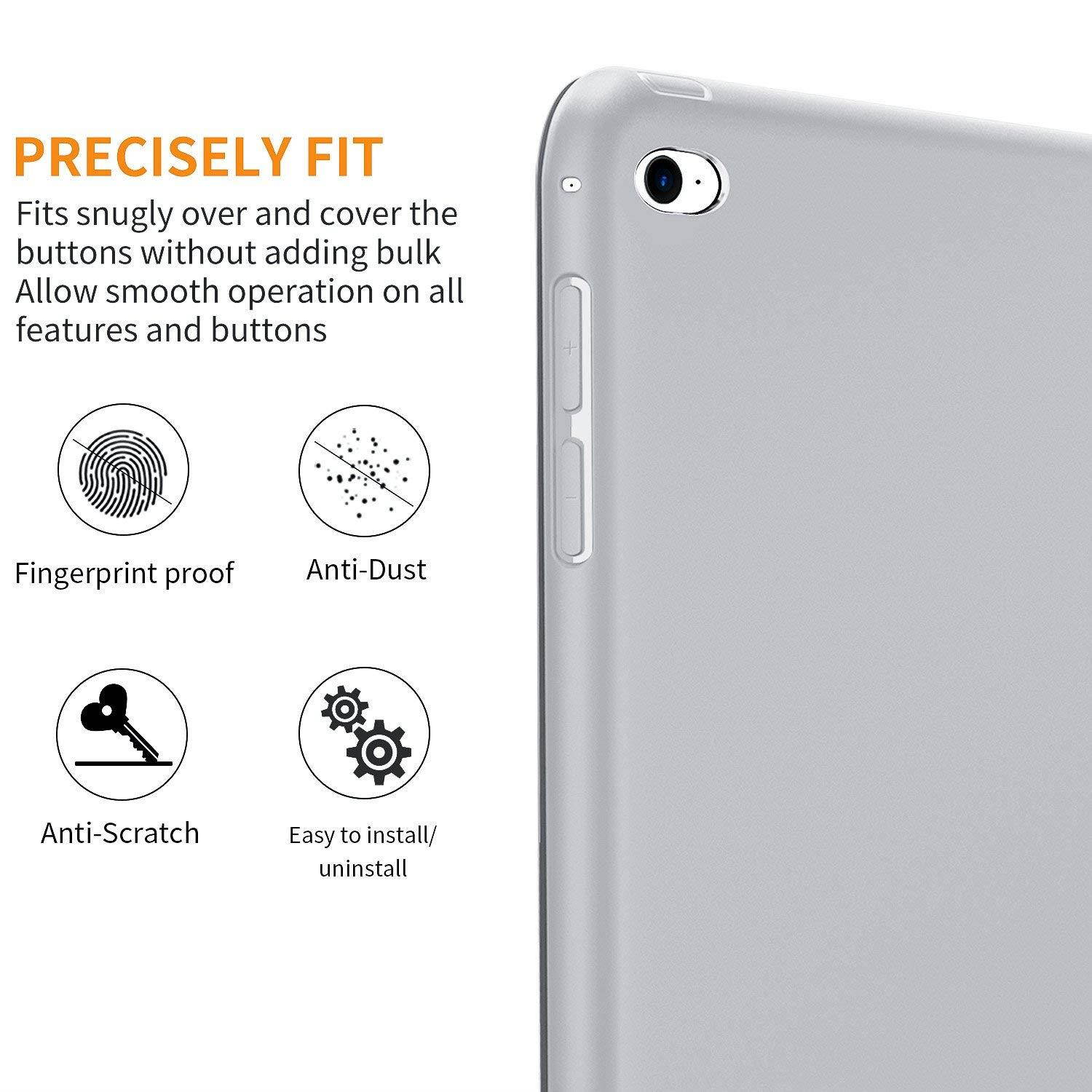 iPad Case for iPad Mini 4, DTTO [Anti-Scratch] Ultra Slim Lightweight [Auto Sleep/Wake] Smart Case Trifold Cover Stand with Flexible Soft TPU Back Cover for iPad mini4, Space Grey