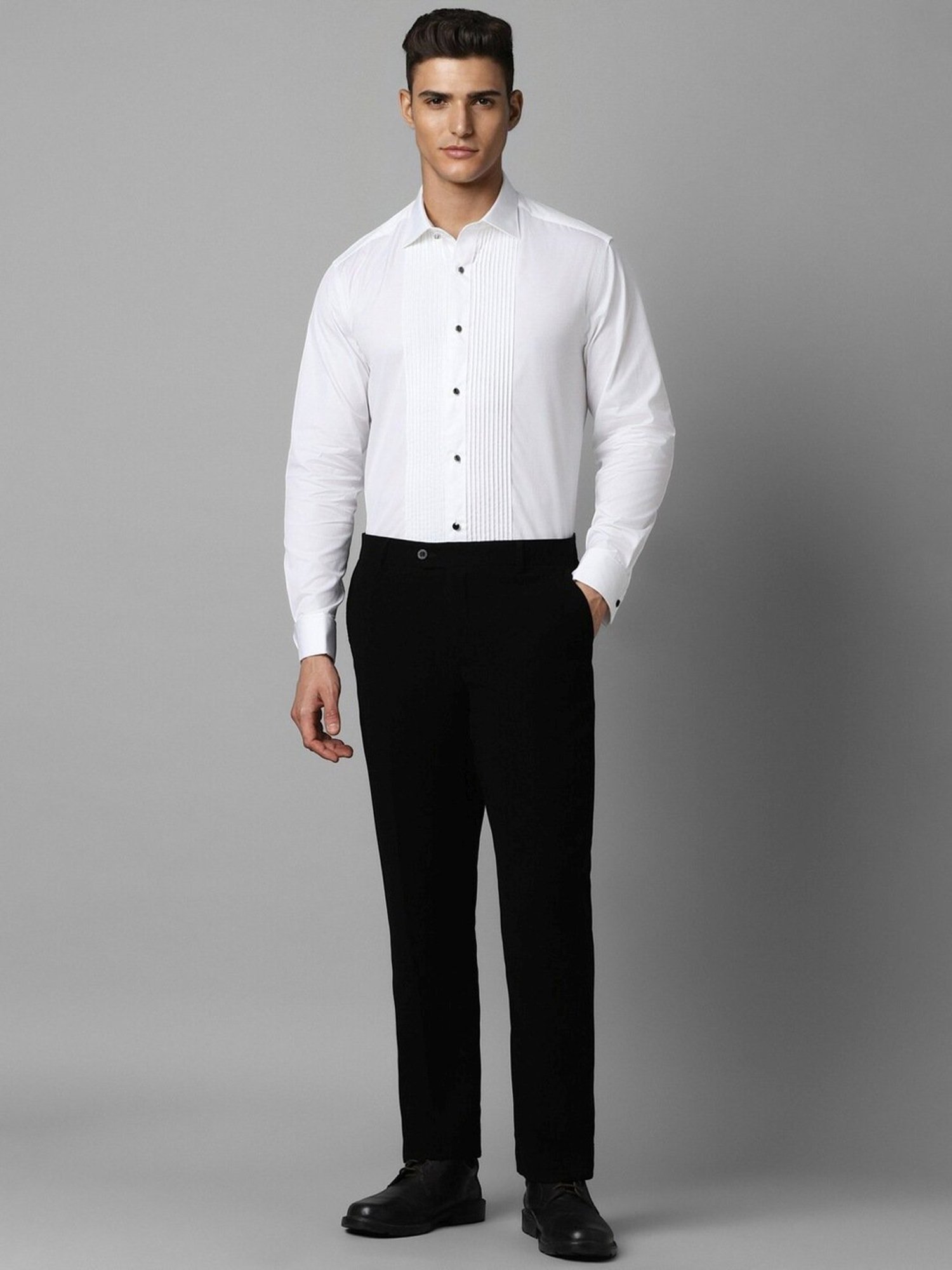 Louis Philippe White Regular Fit Self Pattern Shirt