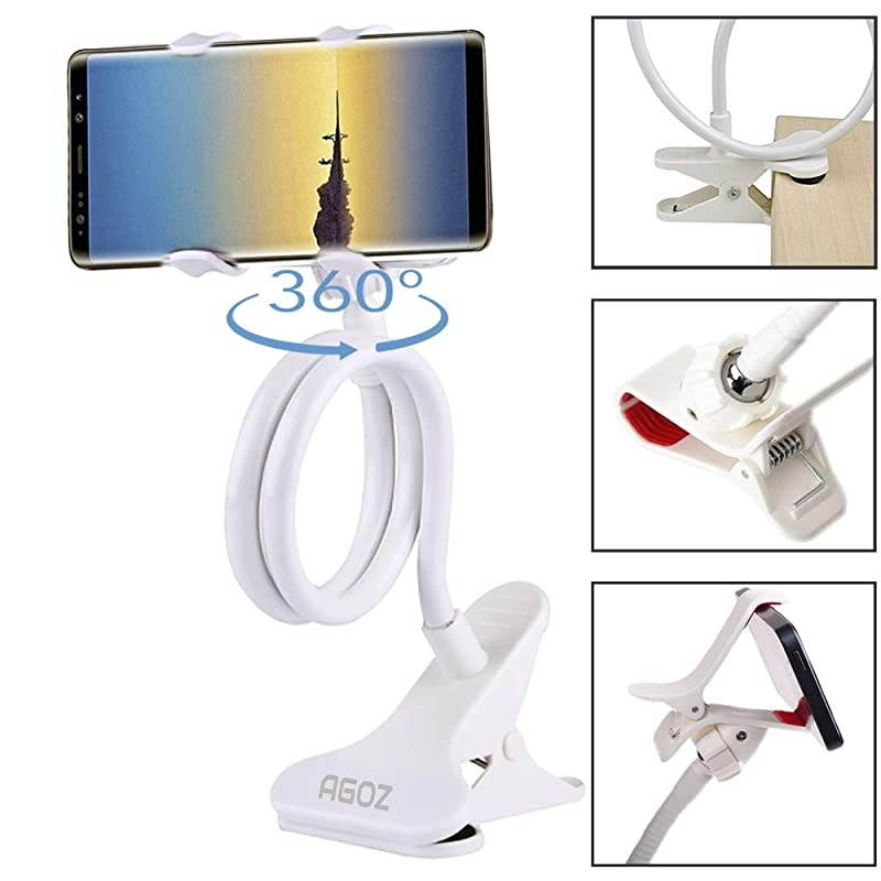 Cell Phone Holder, Clamp Mount Flexible Stand Table Desk Bed Office Kitchen for iPhone 12 PRO MAX, iPhone 11,XS Max,XR,X,8, Galaxy S21 S20 S10, Note 20 10, A71 A21 A51, LG Stylo 6 5 Velvet (White)