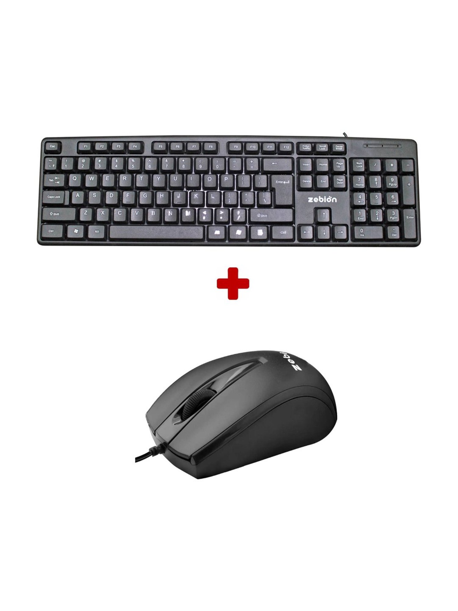 Zebion K500 Wired Keyboard & Z70 Plus Wired Optical Mouse Combo Set (Black)