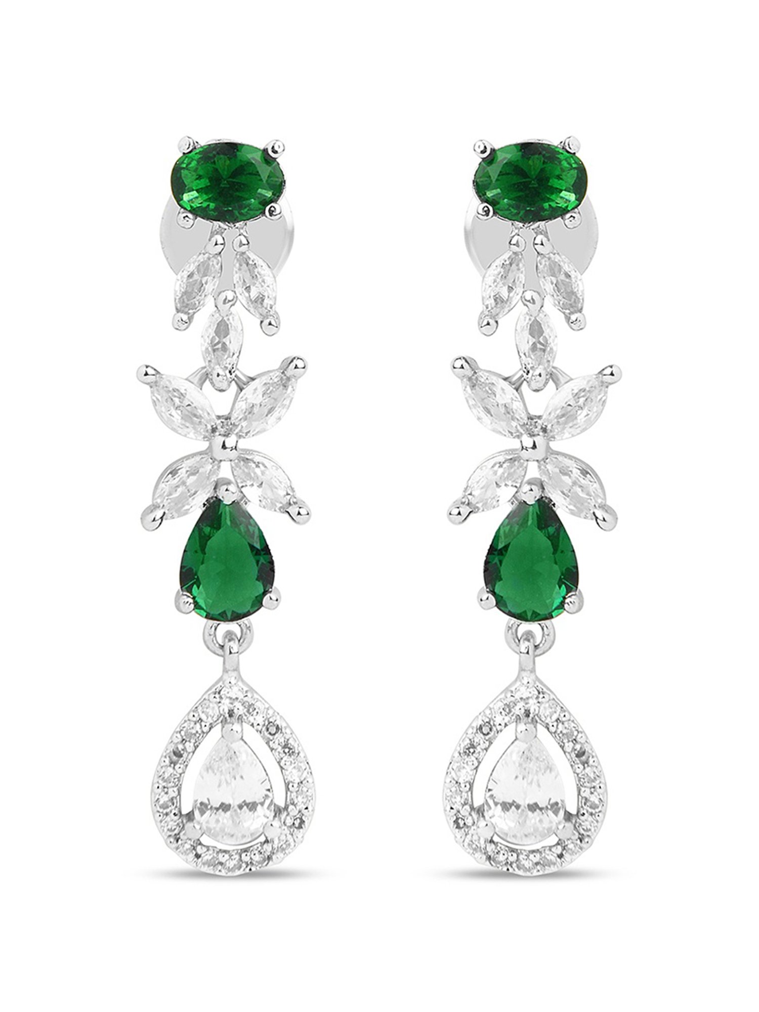 Fida Silver-Plated Green & White Necklace Set for Women